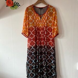 EUC Rasa Jaipur kaftan sz S ombré red orange brown slip included sheer Indian